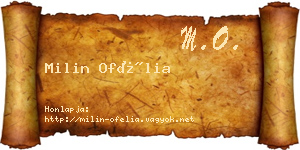 Milin Ofélia névjegykártya